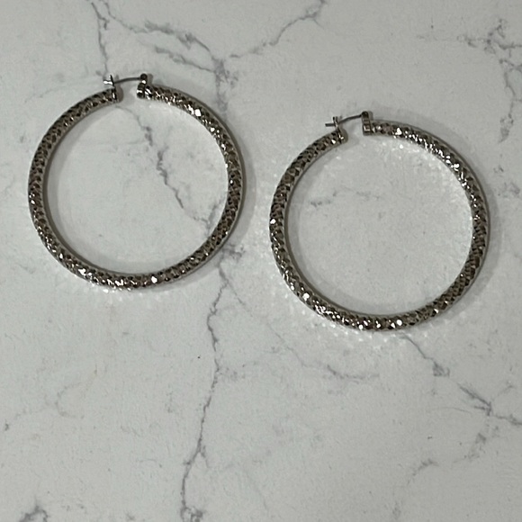 Gorgeous Sparkly Silver Plated Hoops - Picture 7 of 7